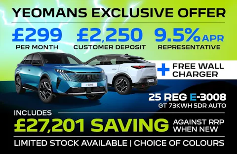 Yeomans Exclusive Offer- 25 REG Peugeot E-3008