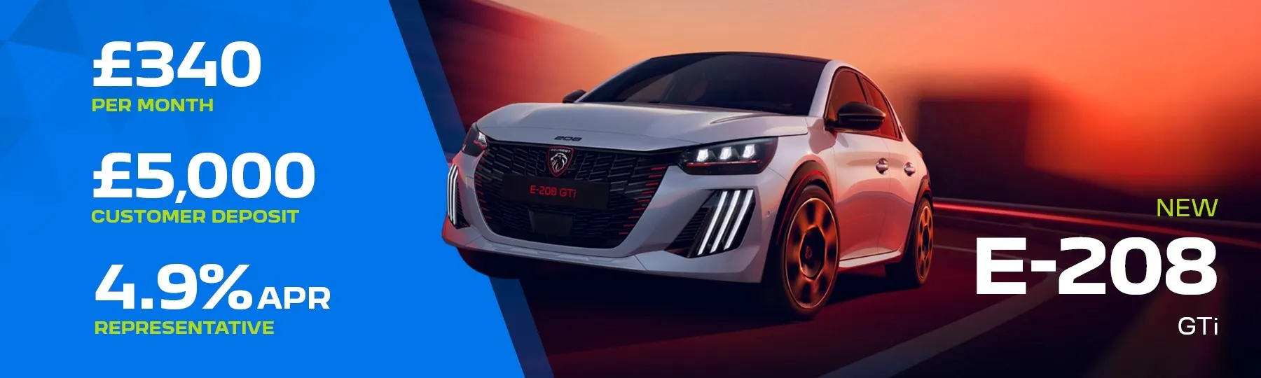 New Peugeot E-208 GTi New Car Offer